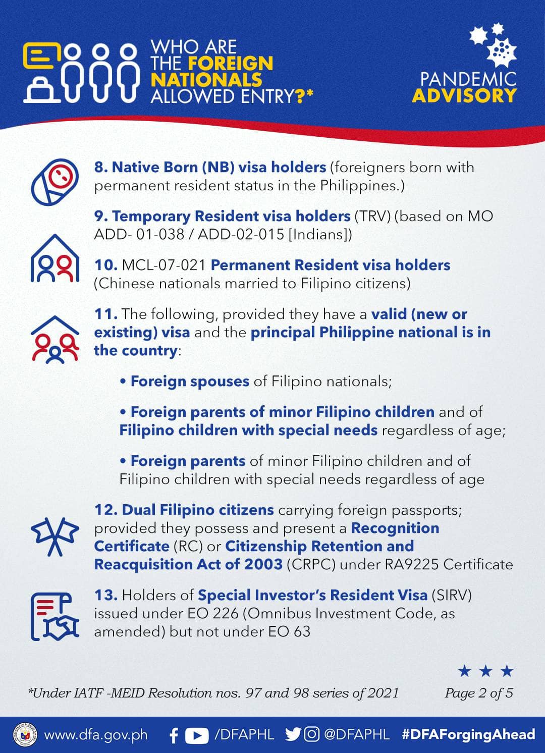 Updated Advisory on Foreign Nationals Allowed to Enter PH2