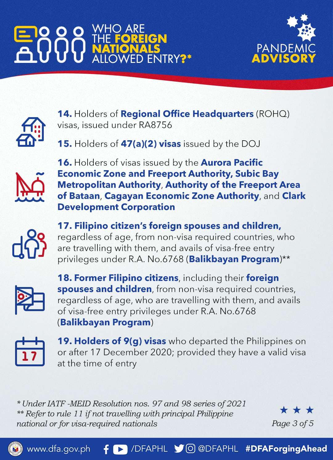 Updated Advisory on Foreign Nationals Allowed to Enter PH3