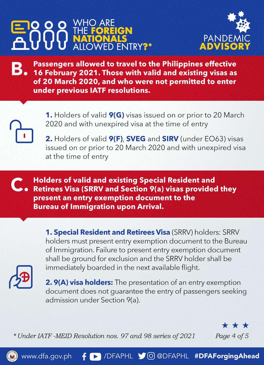 Updated Advisory on Foreign Nationals Allowed to Enter PH4