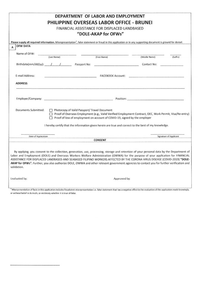 FILIPINO COMMUNITY ADVISORY 15 DOLE AKAP Form