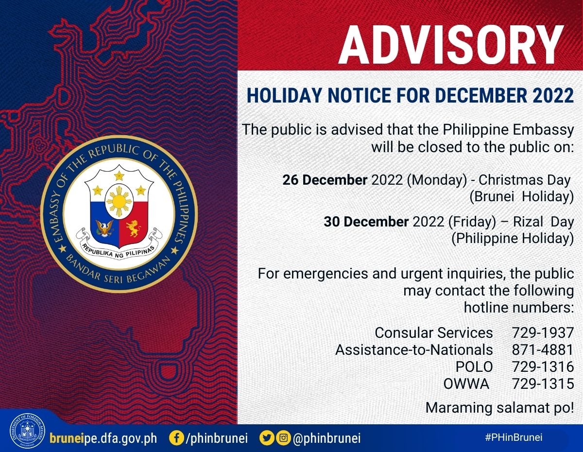 Embassy Holiday Notice 2