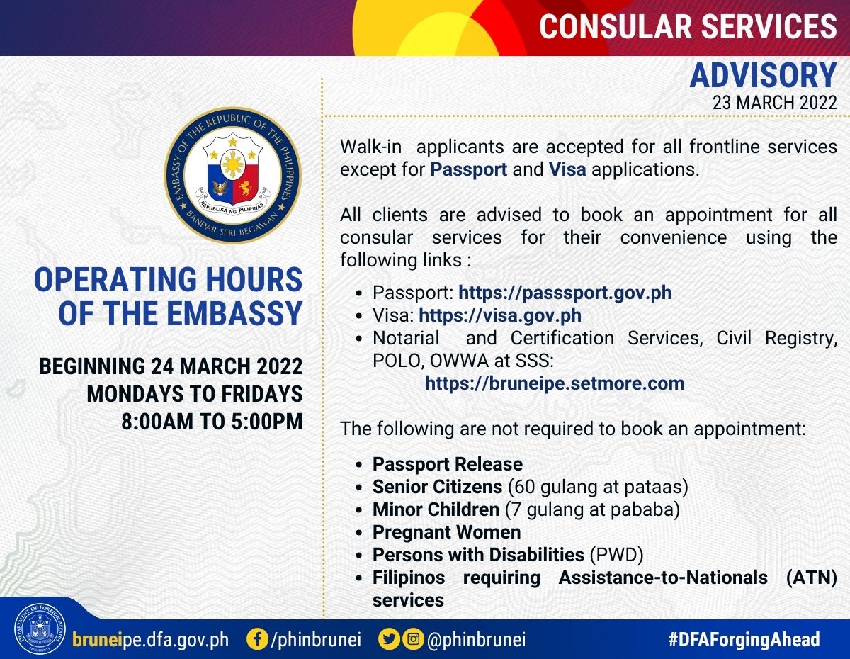 Embassy Hours Advisory English