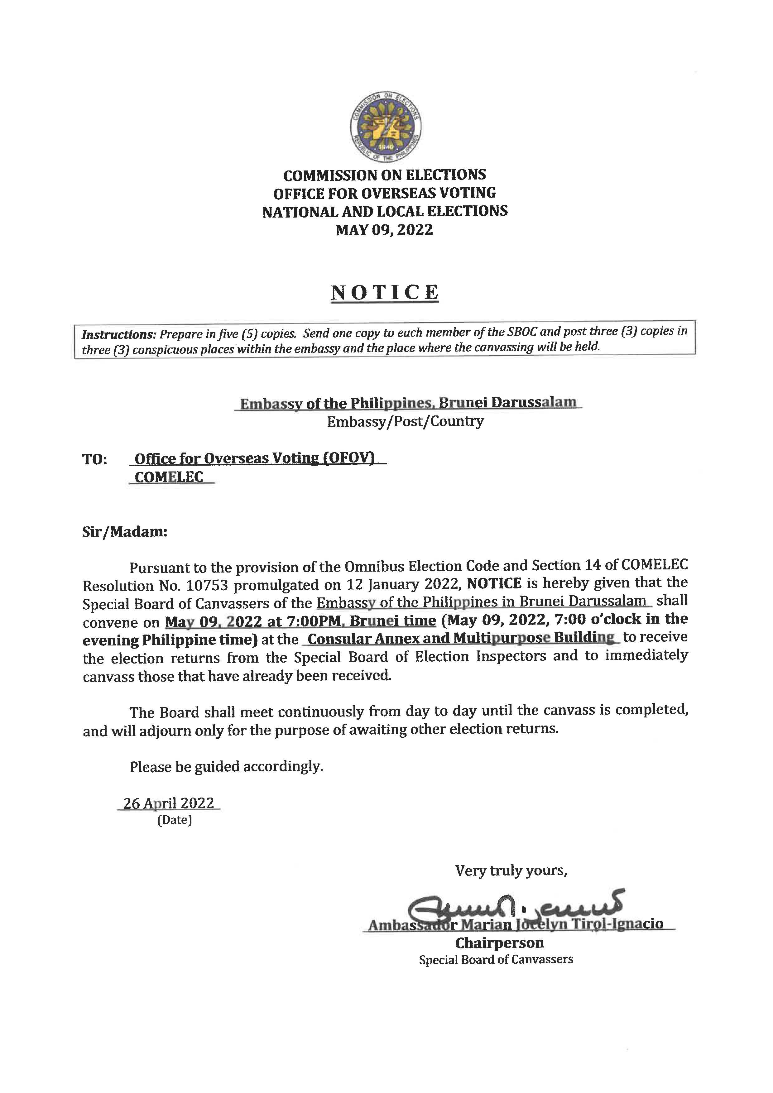 SBOC Notice of Meeting