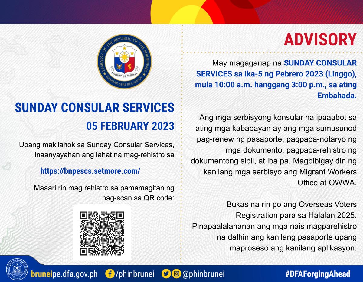 Sunday Consular Announcement